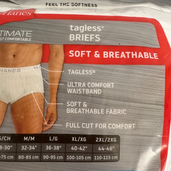 Hanes Ultimate Ultra Comfort Waistband Tagless Full Cut 7 Briefs Sz. XL 40-42" - Picture 10 of 11